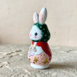 2” White Bunny with Baby: Green Cap