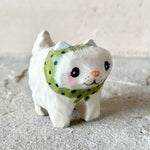 1.25” Cat with Green Bonnet (White Fluffy)