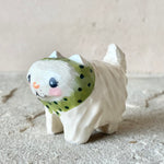 1.25” Cat with Green Bonnet (White Fluffy)