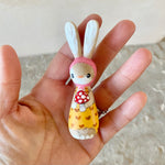 3.5” Bunny with Red Mushroom (Yellow Heart/Pink)