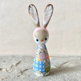 3.5” Bunny with Four Babies (Blue Gingham/Pink)