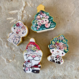 1.75”-2.25” Set of 4: Archival Printed Holiday Friends