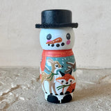 3” Winter Friend: Snowman with Deer and Fox