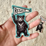 3” Weatherproof Sticker: Resist Bear (Teal)
