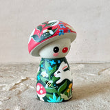 Set of 2: 3” Mushroom Rider with 8”Bird