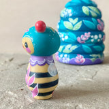 2pc Set: 4” Hive Box with Bee Friend (Turquoise)