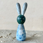 3.5” Bunny with Cardinal (Blue Heart/Evergreen)