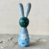 3.5” Bunny with Cardinal (Blue Heart/Evergreen)