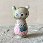 2” Bear with Baby (Pink Stripe/Green Dot)