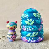 2pc Set: 4” Hive Box with Bee Friend (Turquoise)