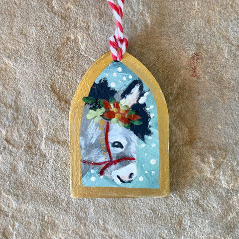 2.25” Mini Hand-painted Ornament: Donkey