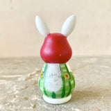 2” White Bunny with Baby: Red Cap