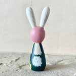 3.5” Bunny with Bluebird (Evergreen/Mauve)