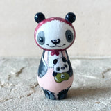 2” Panda Bear with Baby (Pink/Burgundy Dot)