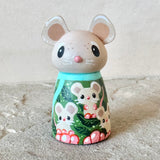 Set of 4: Winter Friends with Log Truck (Mushroom, Bunny, Mouse)