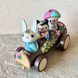Set of 4: Forest Friends with Log Truck (Mushroom, Bee, Bunny)