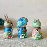 Set of 4: Forest Friends with Log Truck (Mushroom, Bunny, Frog)