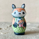 2” Fox with Baby (Green Diagonal/Blue Dot)