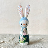 3.5” Bunny with Two Babies (Evergreen/Blue)