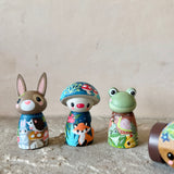 Set of 4: Forest Friends with Log Truck (Mushroom, Bunny, Frog)