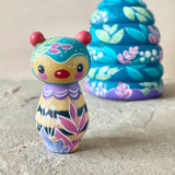 2pc Set: 4” Hive Box with Bee Friend (Turquoise)