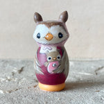 2” Owl with Baby (Burgundy/Mauve)