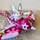 Set of 2: 3” Bunny Rider with 8” Bird (Dark Cherry)