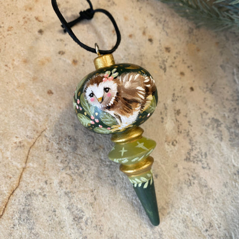 4” Spindle Ornament: Barn Owl