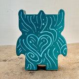 2” Owl Friend with Hedgehog (Teal)