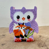 2” Owl Friend with Fox (Lavender)
