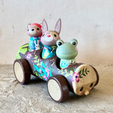 Set of 4: Forest Friends with Log Truck (Mushroom, Bunny, Frog)