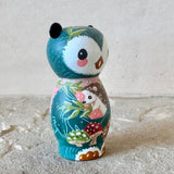 3” Winter Friend: Owl with Hedgehog and Mushrooms (Teal)