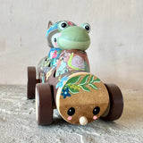 Set of 4: Forest Friends with Log Truck (Mushroom, Bunny, Frog)