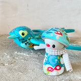 Set of 2: 3” Mushroom Rider with 8”Bird