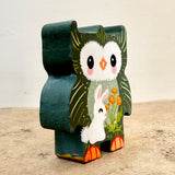 2” Owl Friend with Bunny (Evergreen)
