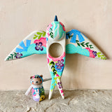 Set of 2: 3” Bear Rider with 8” Bird (Dove)