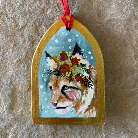 3.5” Chunky Hand-painted Ornament: Bobcat