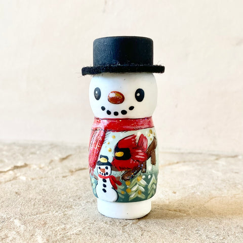 3” Snowman with Cardinal Doll