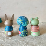 Set of 4: Forest Friends with Log Truck (Mushroom, Bunny, Frog)