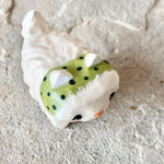 1.25” Cat with Green Bonnet (White Fluffy)