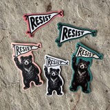 3” Weatherproof Sticker: Resist Bear (Teal)