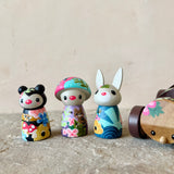 Set of 4: Forest Friends with Log Truck (Mushroom, Bee, Bunny)