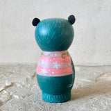 3” Winter Friend: Owl with Hedgehog and Mushrooms (Teal)