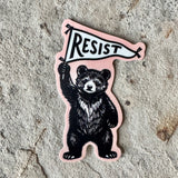 3” Weatherproof Sticker: Resist Bear (Pink)