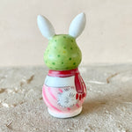 2” White Bunny with Baby: Green Cap