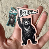 3” Weatherproof Sticker: Resist Bear (Pink)