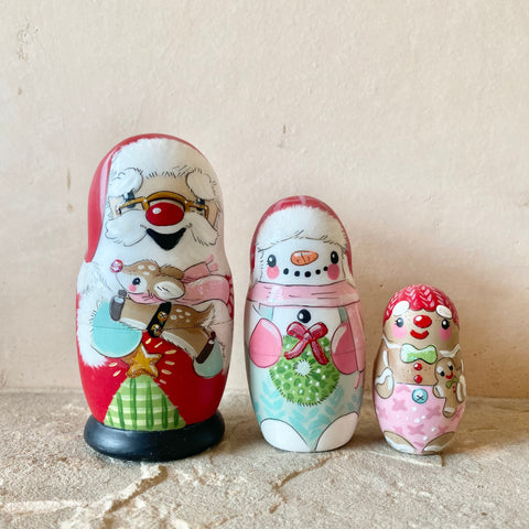 4.5” Nesting Dolls set of 3: Santa, Snowman, Gingerbread Man