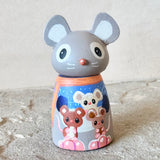 3” Winter Friend: Mouse with Triplets (Gray)