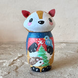 3” Winter Friend: Golden Fox with Hedgehog and Bluebird