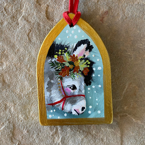 3.5” Chunky Hand-painted Ornament: Donkey